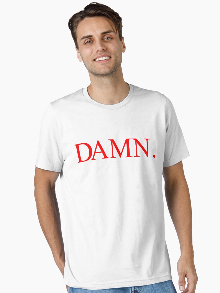 Aperçu 2 sur 7. T-shirt essentiel avec l'œuvre Kendrick Lamar DAMN. rouge créée et vendue par NickBurrill.