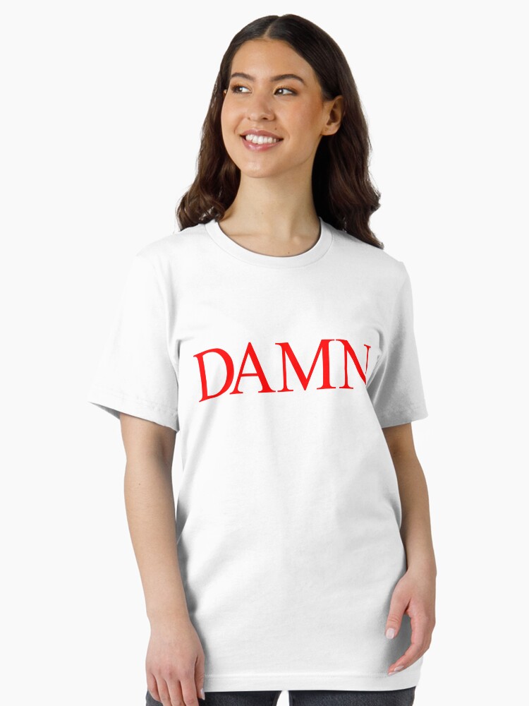 Aperçu 1 sur 7. T-shirt essentiel avec l'œuvre Kendrick Lamar DAMN. rouge créée et vendue par NickBurrill.