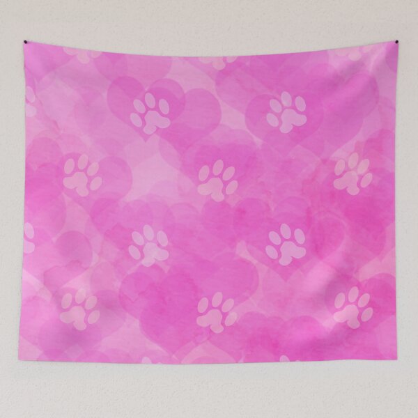Item preview, pink heart pattern with dog and cat paw print designed and sold by Beeroclock.
