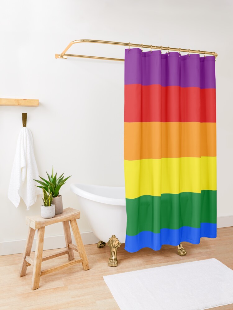 "Large Gay Pride Rainbow Equality and Freedom Flag" Shower Curtain by
