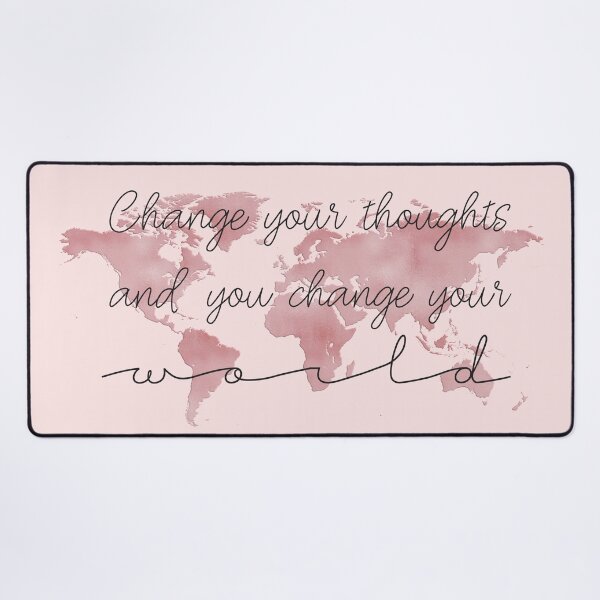 Item preview, Change your thoughts, change your world Pink World Map designed and sold by lolomastudio.