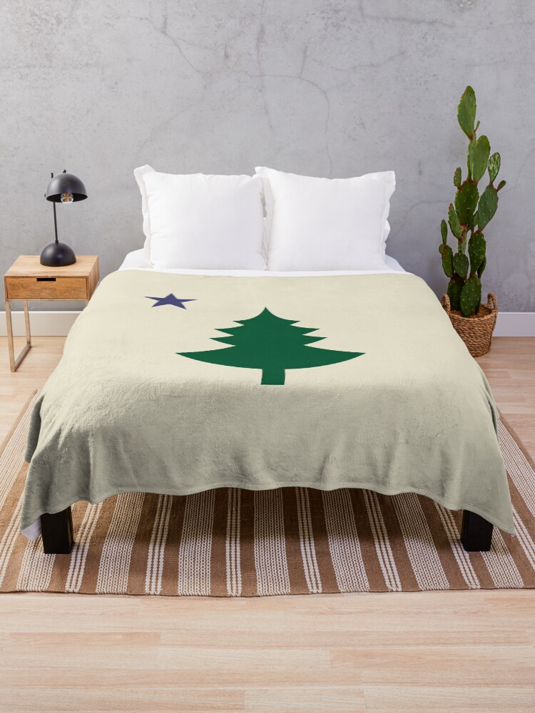 Thumbnail 1 of 6, Throw Blanket, Old 1901 Original Maine State Flag with Pine Tree and Star designed and sold by dgavisuals.