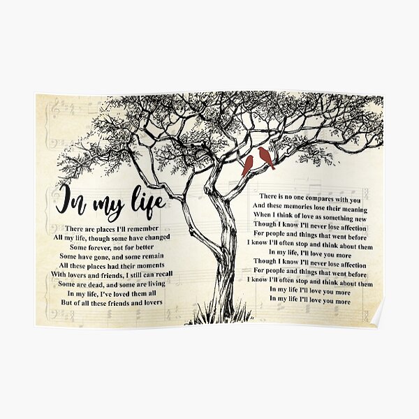 In My Life The Beatles Lyrics Poster Excerpt Gift For Lover Poster