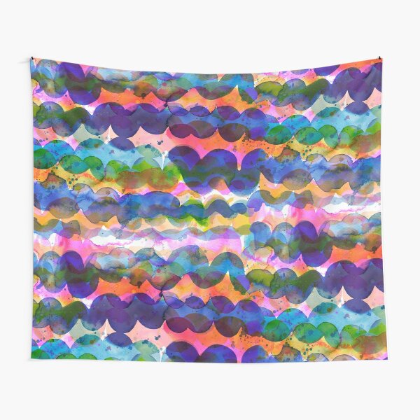 Discover Abstract waves sunset watercolor painting - Colorful tidal Tapestry