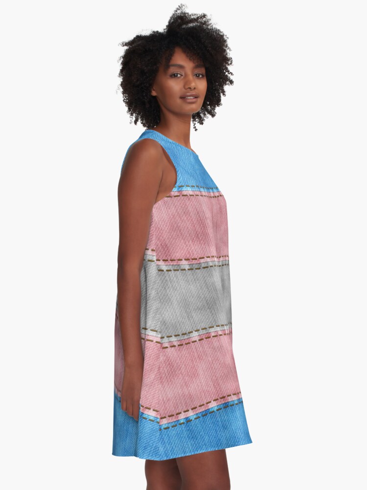 Alternate view of Transgender Denim Flag A-Line Dress