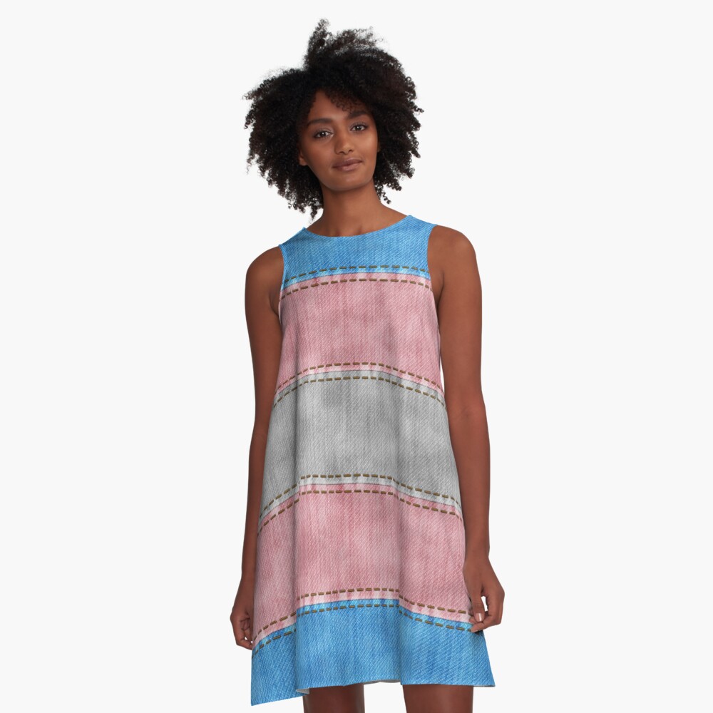 Transgender Denim Flag A-Line Dress