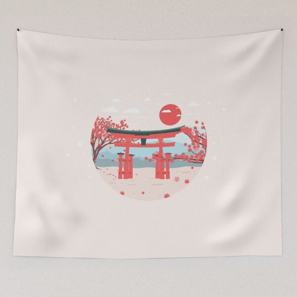 Item preview, Maple Garden Japanese Shinto Torii Gate Red Sun designed and sold by BakaOutfit.