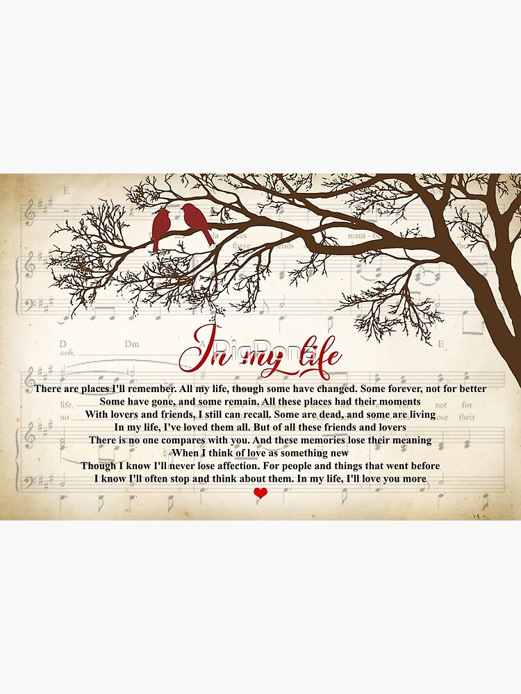 The Beatles Two Of Us Vintage Heart Song Lyric Wall Art Print