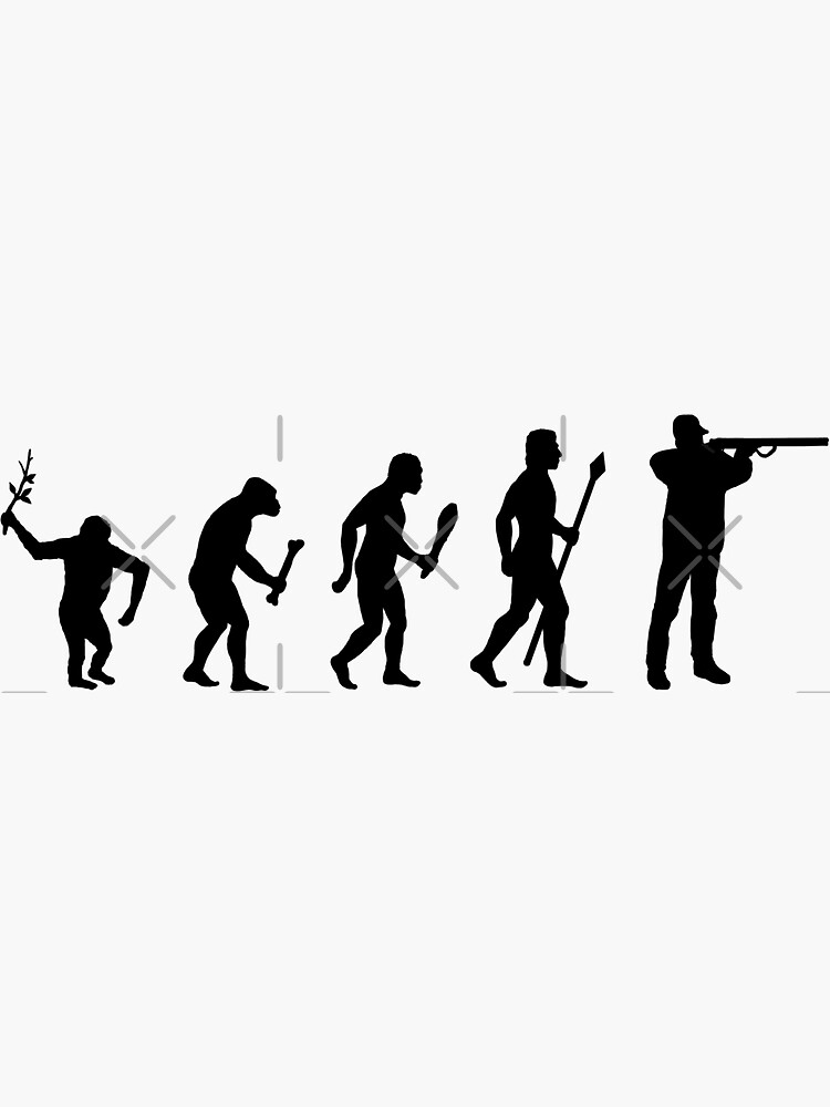 The Evolution Of Man And Hunting Sticker for Sale by
