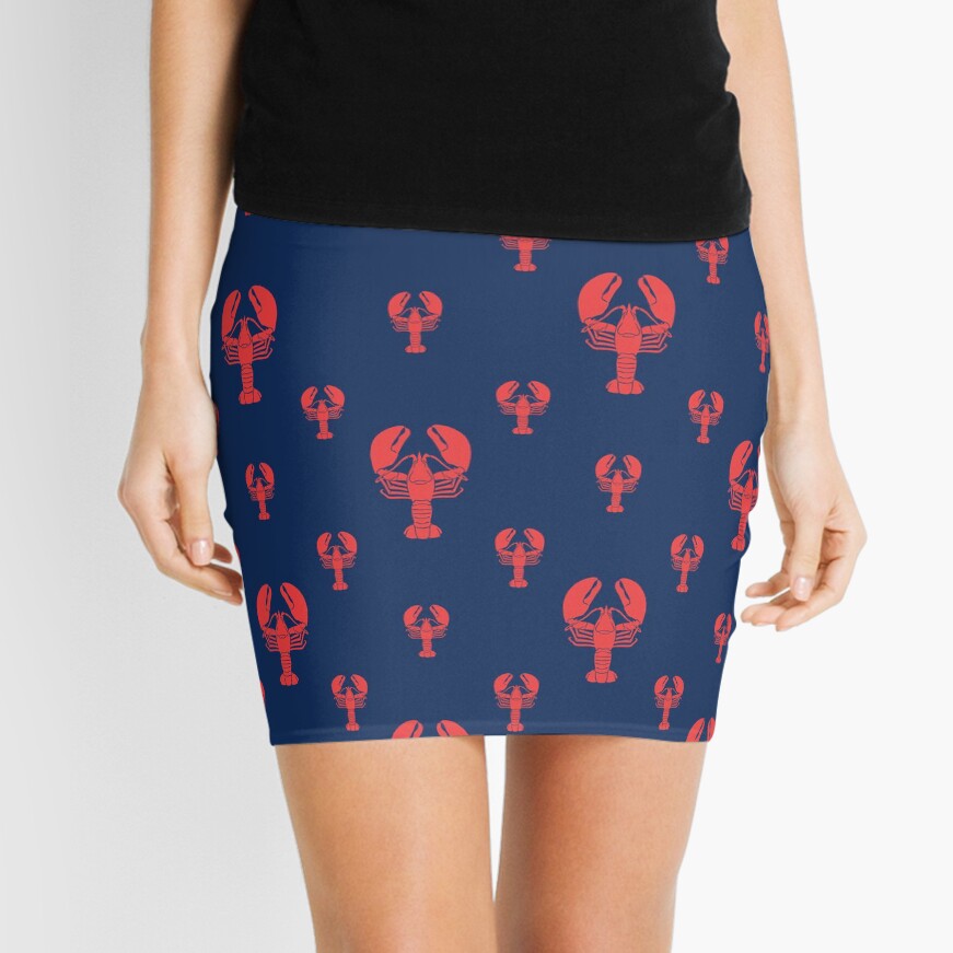 Lobster Squadron on navy Mini Skirt