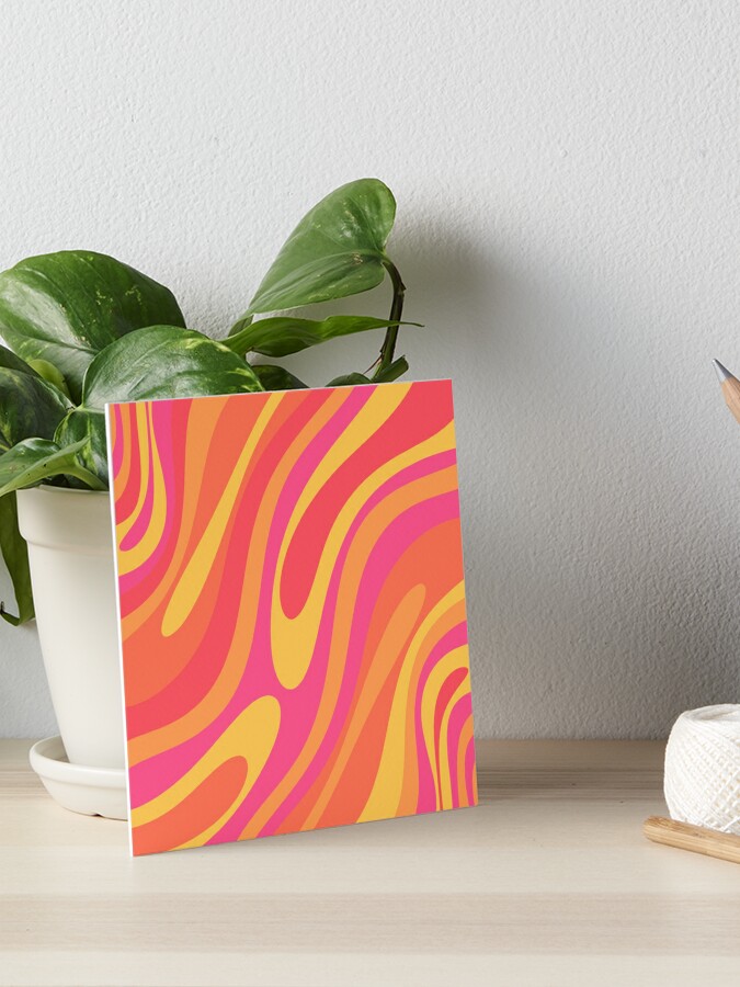 Wavy Loops Retro Abstract Pattern in Hot Pink Magenta Orange Mustard | Art  Board Print