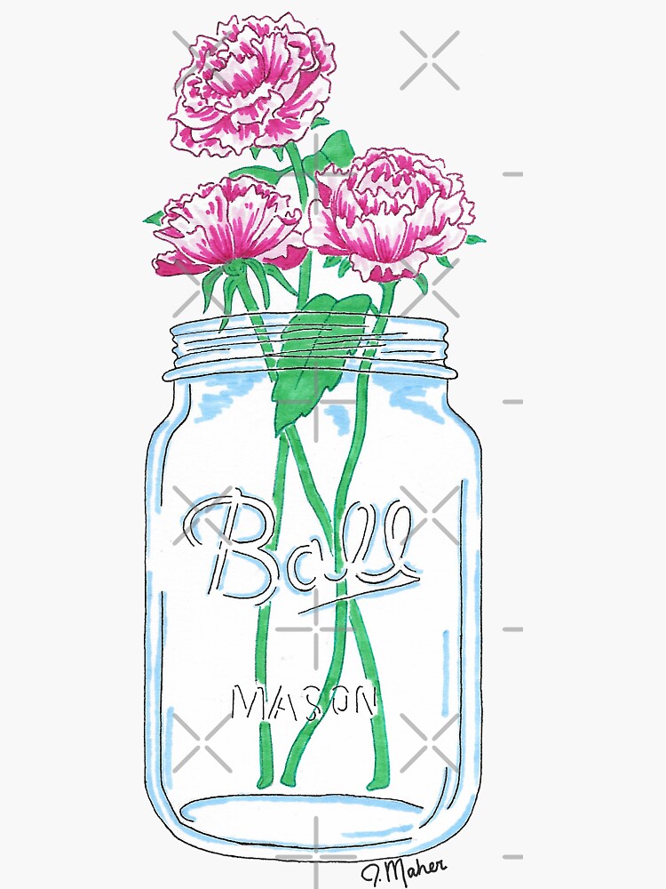 "Mason Jar Flowers" Sticker by jamiemaher15 Redbubble