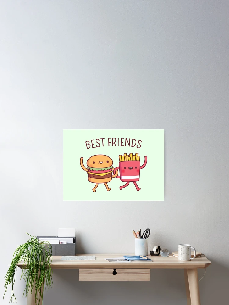 Poster Kawaii, eu adoro a minha Comida rápida do BFF