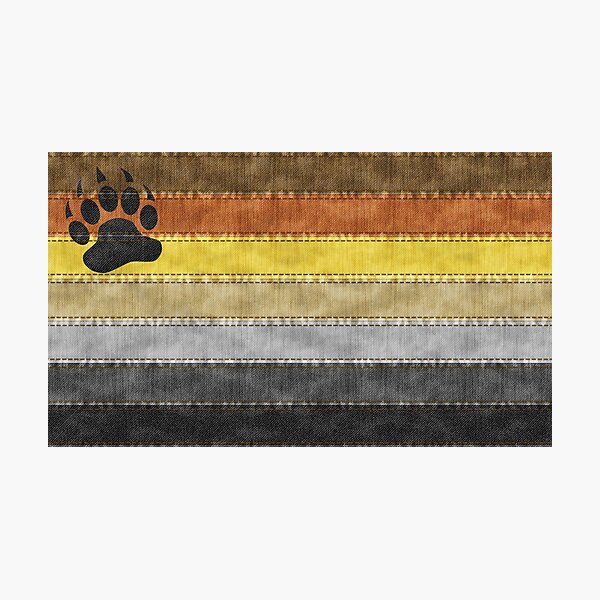 Denim Textured Seamless Gay Bear Pride Flag Pattern Photographic Print