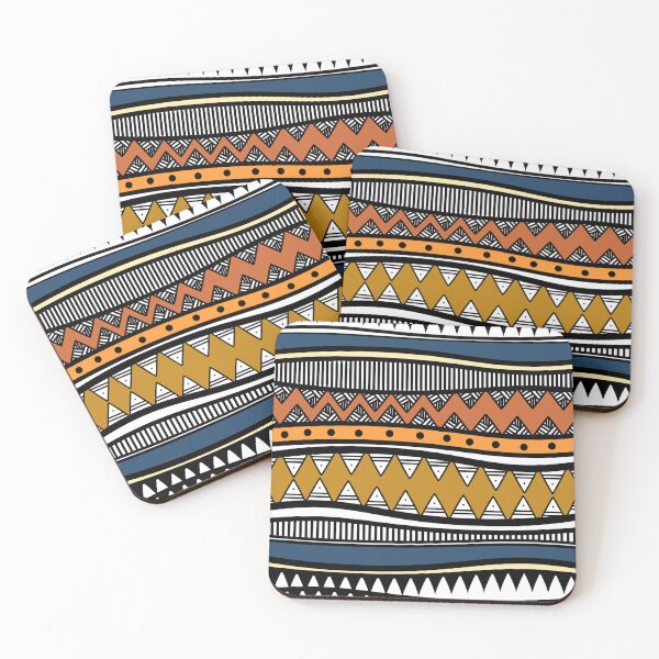 Item preview, Retro Colors Tribal - An abstract design in shades of blue, yellow, and orange designed and sold by velisani.