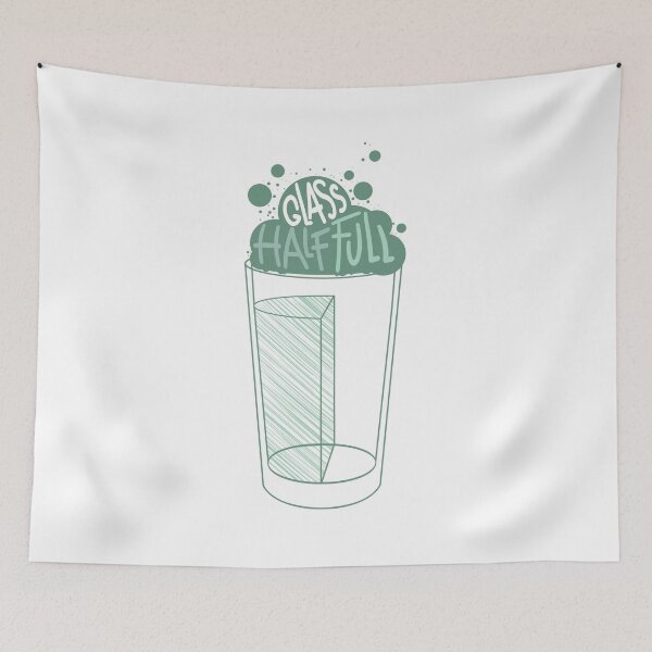 Item preview, Glass half full. Vertically. Funny pesimist optimist surrealist retro vintage designed and sold by marie-inks.