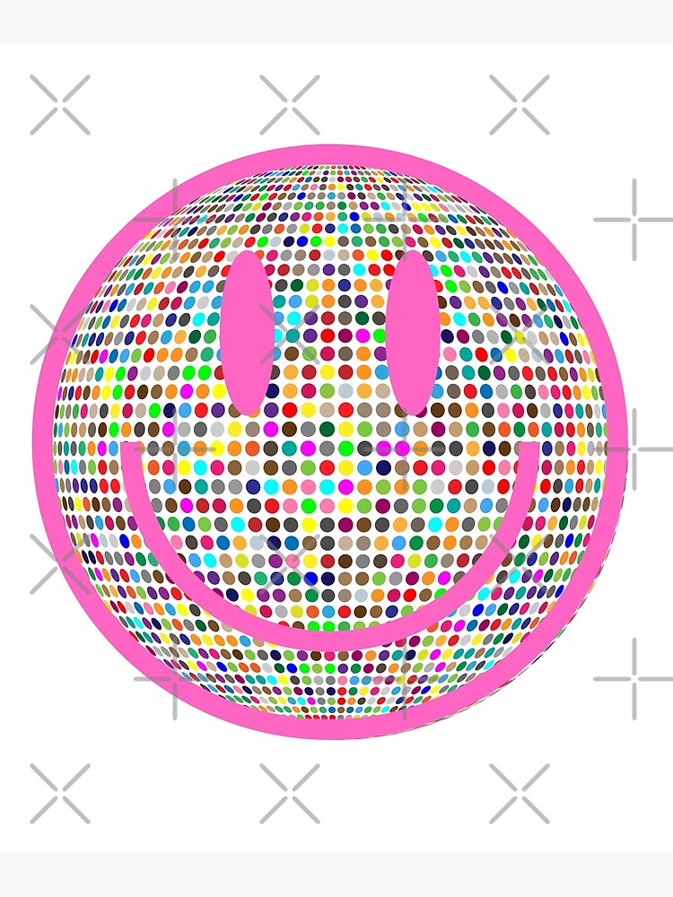 "PINK GLITTER BALL SMILEY " Poster for Sale by SMILEYFANATICS Redbubble