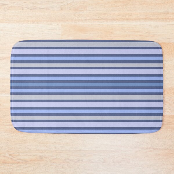 Blue Lilac Grey Stripes Bath Mat