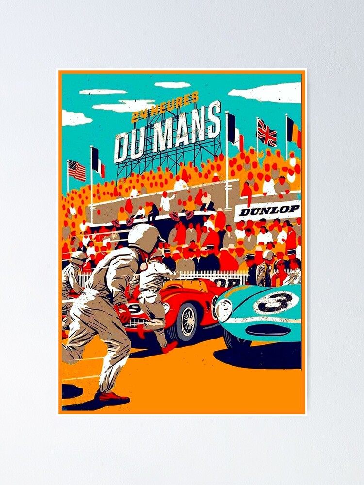 Vintage 1966 Dunlop Car Racing Poster