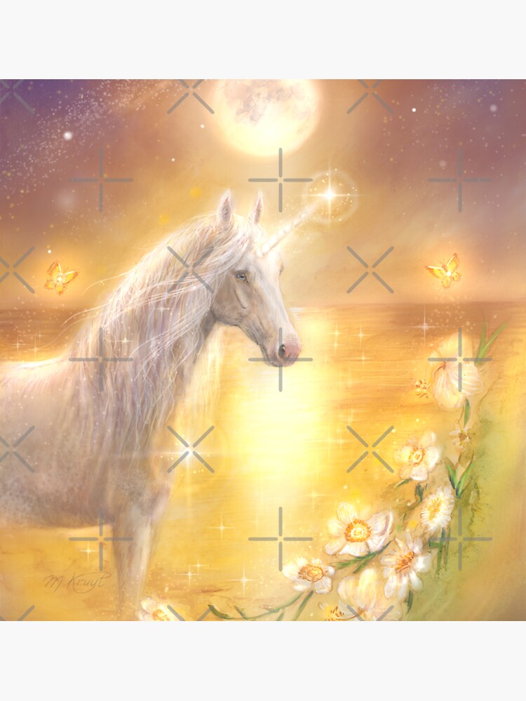 Thumbnail 3 of 3, Sticker, Unicorn - Golden pool of christ light designed and sold by marjoleinkruijt.