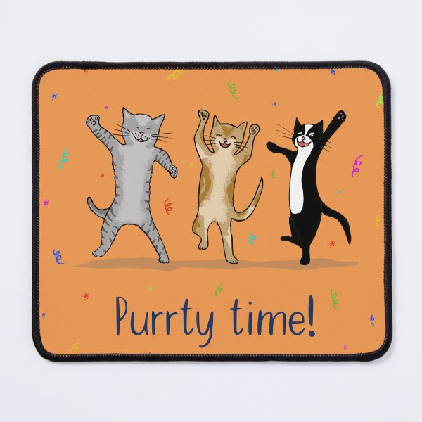 Item preview, Dancing Cats Puurty Time Print With Orange Background designed and sold by Maddy Bennett.