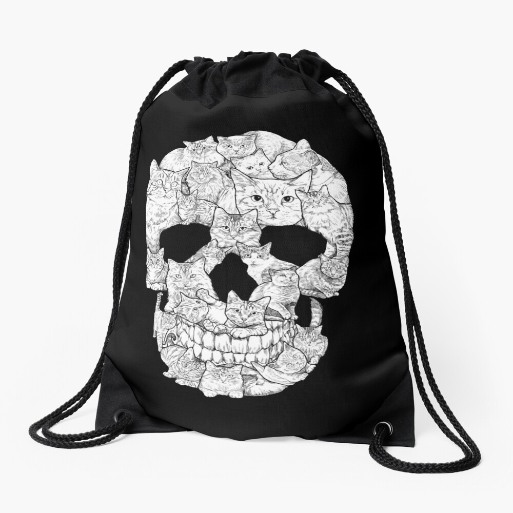 Cat Skull Drawstring Bag
