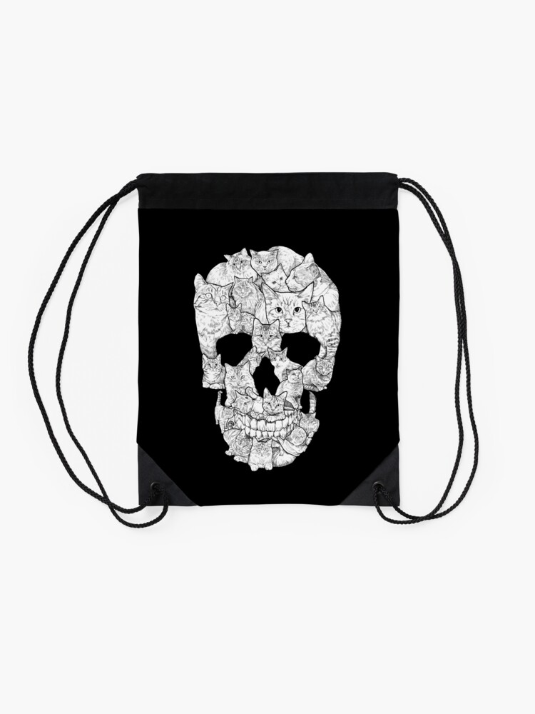 Alternate view of Cat Skull Drawstring Bag