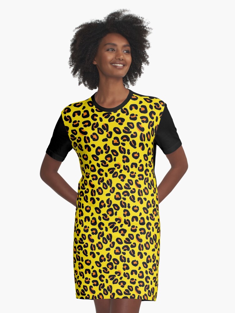 yellow leopard print shirt dress