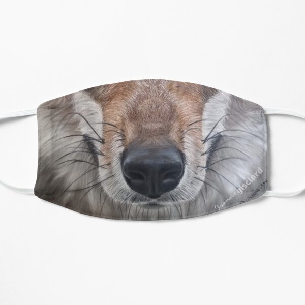 Portrait of a wolf in dry pastels Flat Mask
