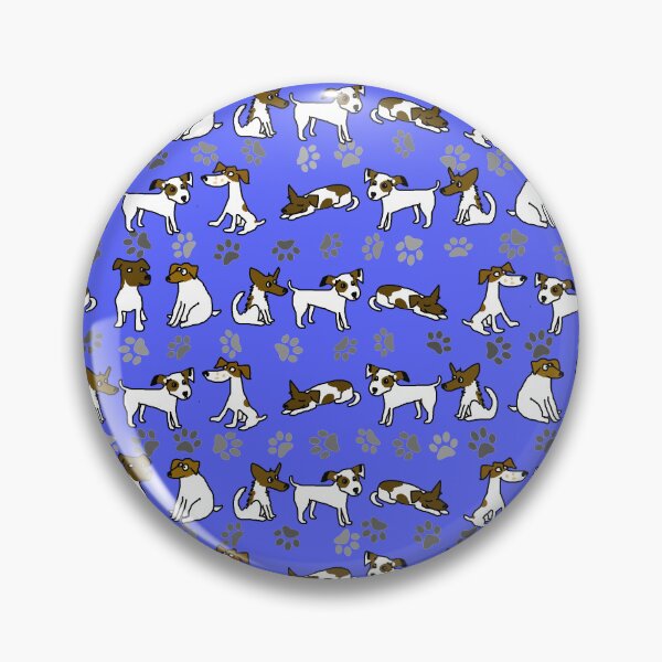 Item preview, Jack Russell Terrier Cartoon Pattern With Blue Background designed and sold by jaggerstudios.