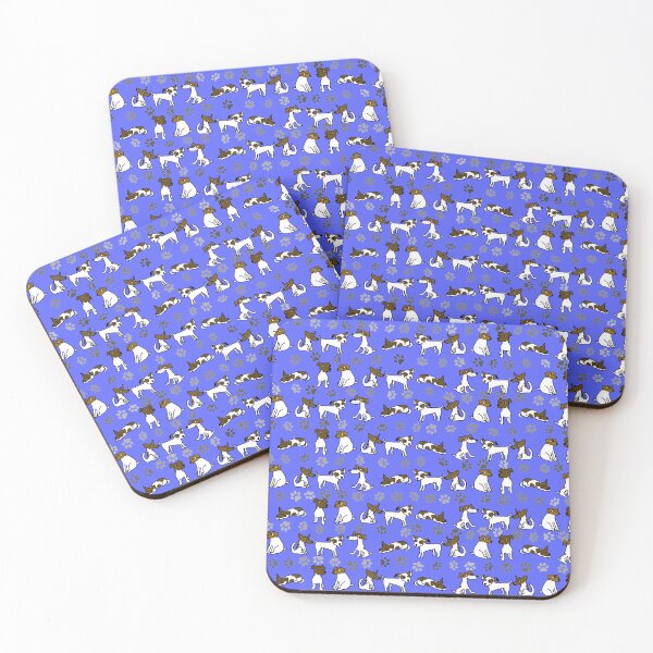 Item preview, Jack Russell Terrier Cartoon Pattern With Blue Background designed and sold by jaggerstudios.