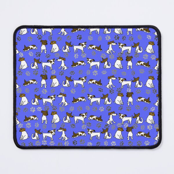 Item preview, Jack Russell Terrier Cartoon Pattern With Blue Background designed and sold by jaggerstudios.