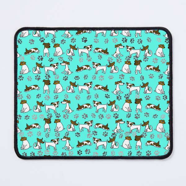 Item preview, Jack Russell Terrier Cartoon With Turquoise Background designed and sold by jaggerstudios.