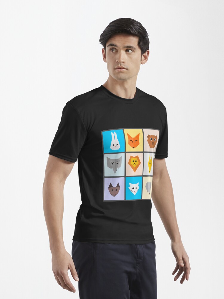 Thumbnail 3 of 7, Active T-Shirt, Flat Cute Animals designed and sold by DigitalChickHub.