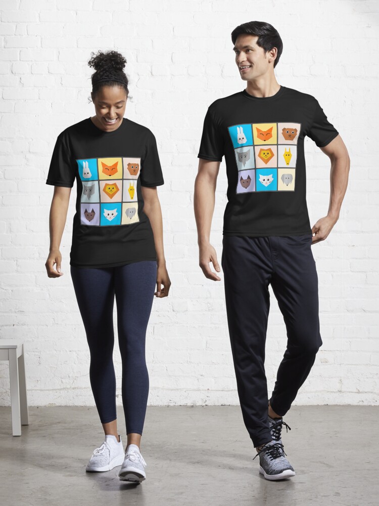 Thumbnail 1 of 7, Active T-Shirt, Flat Cute Animals designed and sold by DigitalChickHub.