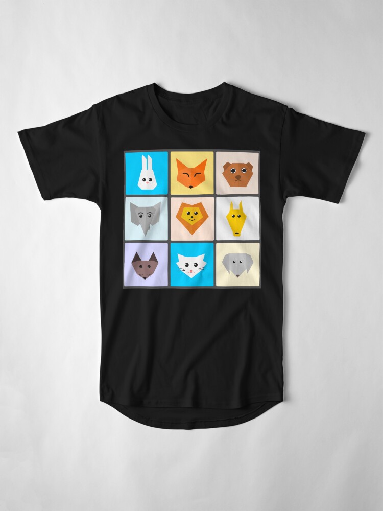 Thumbnail 4 of 5, Long T-Shirt, Flat Cute Animals designed and sold by DigitalChickHub.