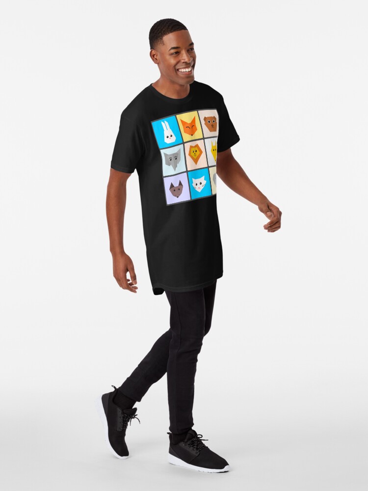 Thumbnail 3 of 5, Long T-Shirt, Flat Cute Animals designed and sold by DigitalChickHub.