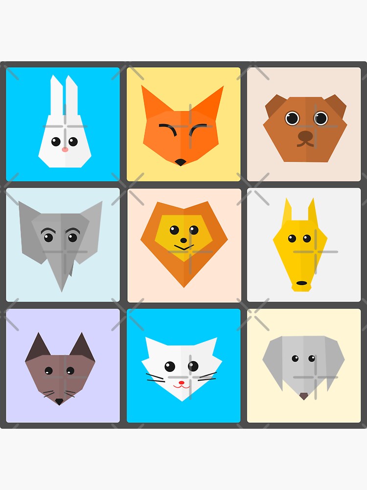 Artwork view, Flat Cute Animals designed and sold by DigitalChickHub