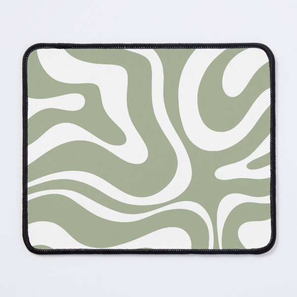 Item preview, Retro Modern Liquid Swirl Abstract Pattern Square in Sage Green and White designed and sold by kierkegaard.