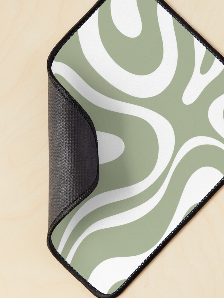 Liquid Swirl Retro Contemporary Abstract in Sage Green and Nearly White  Mouse Pad for Sale by kierkegaard