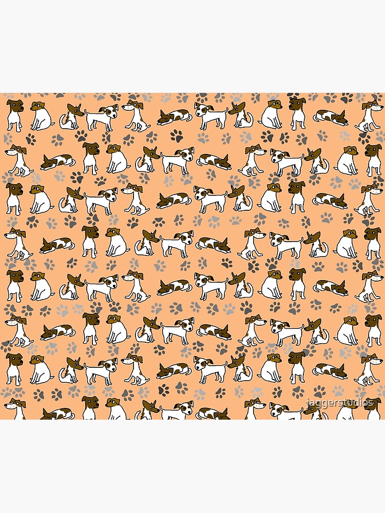 Jack Russell Terrier Cartoon With Peach Background by jaggerstudios