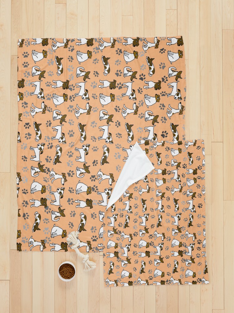 Alternate view of Jack Russell Terrier Cartoon With Peach Background Pet Blanket