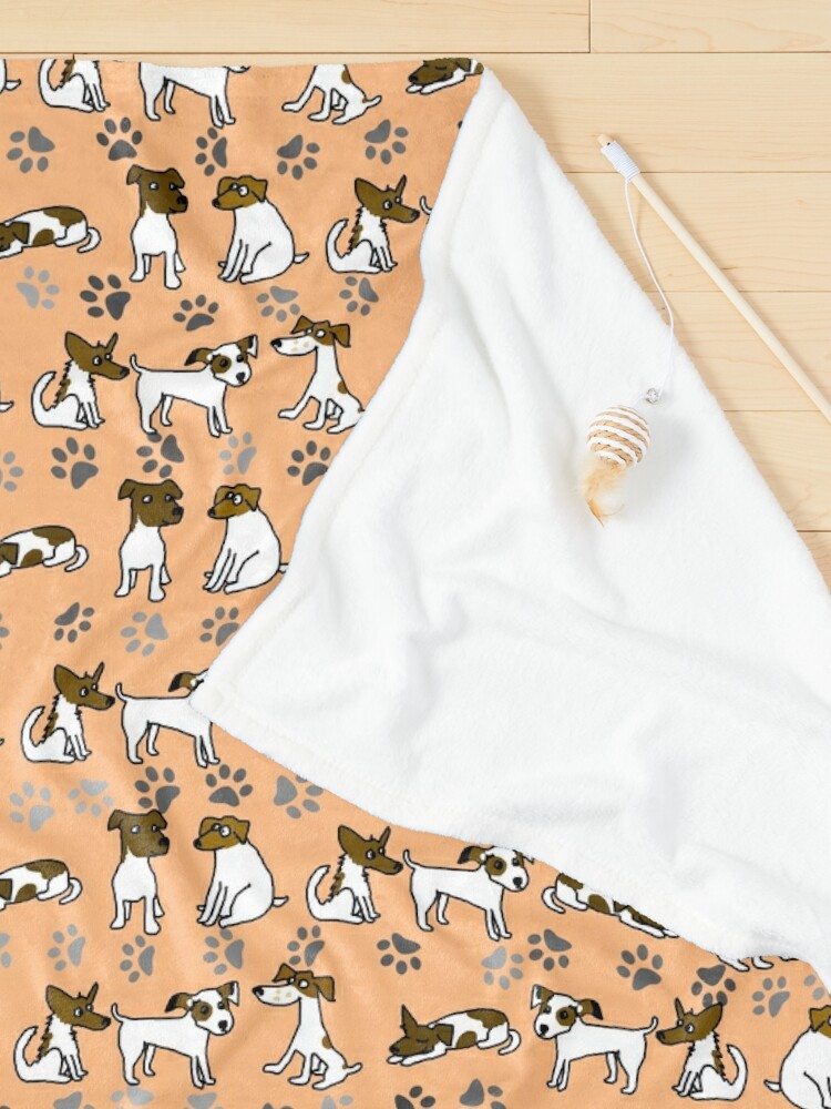Alternate view of Jack Russell Terrier Cartoon With Peach Background Pet Blanket