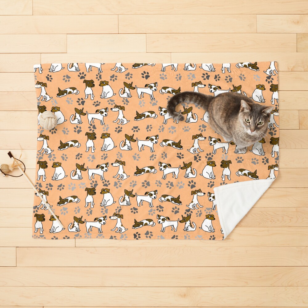 Jack Russell Terrier Cartoon With Peach Background Pet Blanket