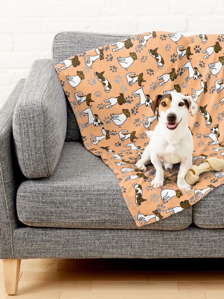 Alternate view of Jack Russell Terrier Cartoon With Peach Background Pet Blanket
