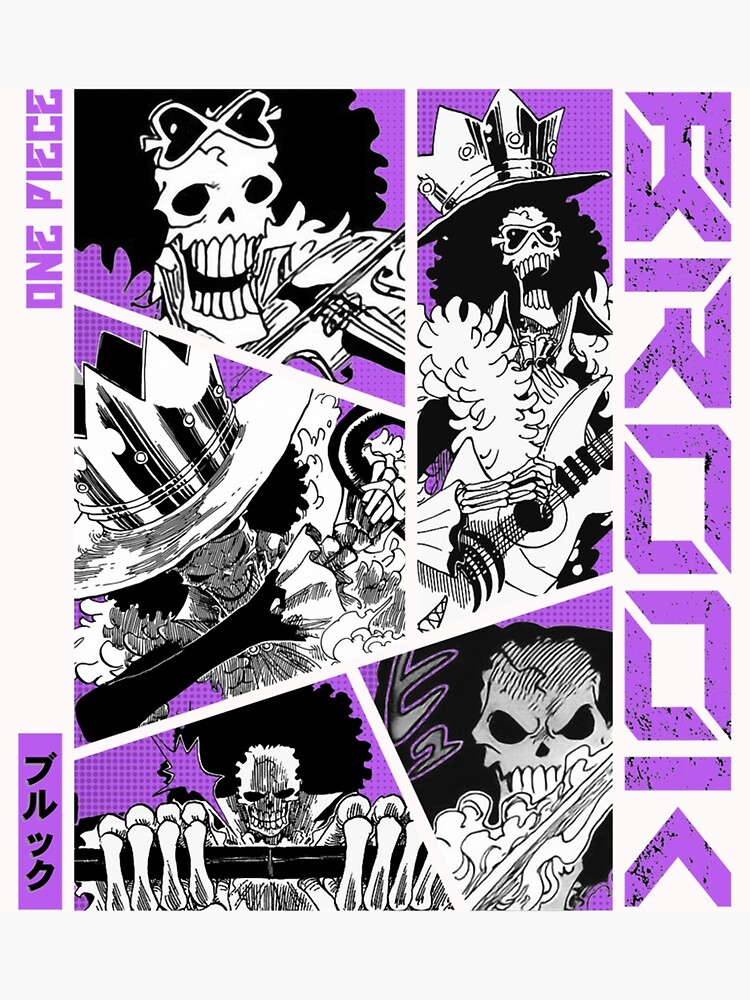 Brook - One Piece Manga Panel black version Art Board Print for Sale by  Geonime