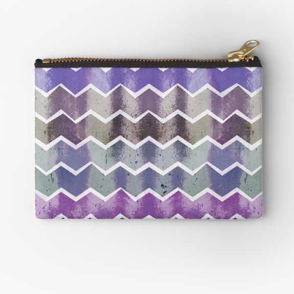 Chevron Stripes in Stormy Colors Zipper Pouch