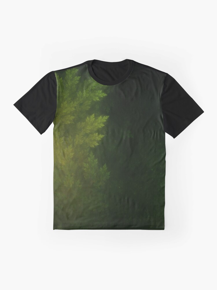 Alternate view of Beautiful Fractal Pines in the Misty Spring Night Graphic T-Shirt