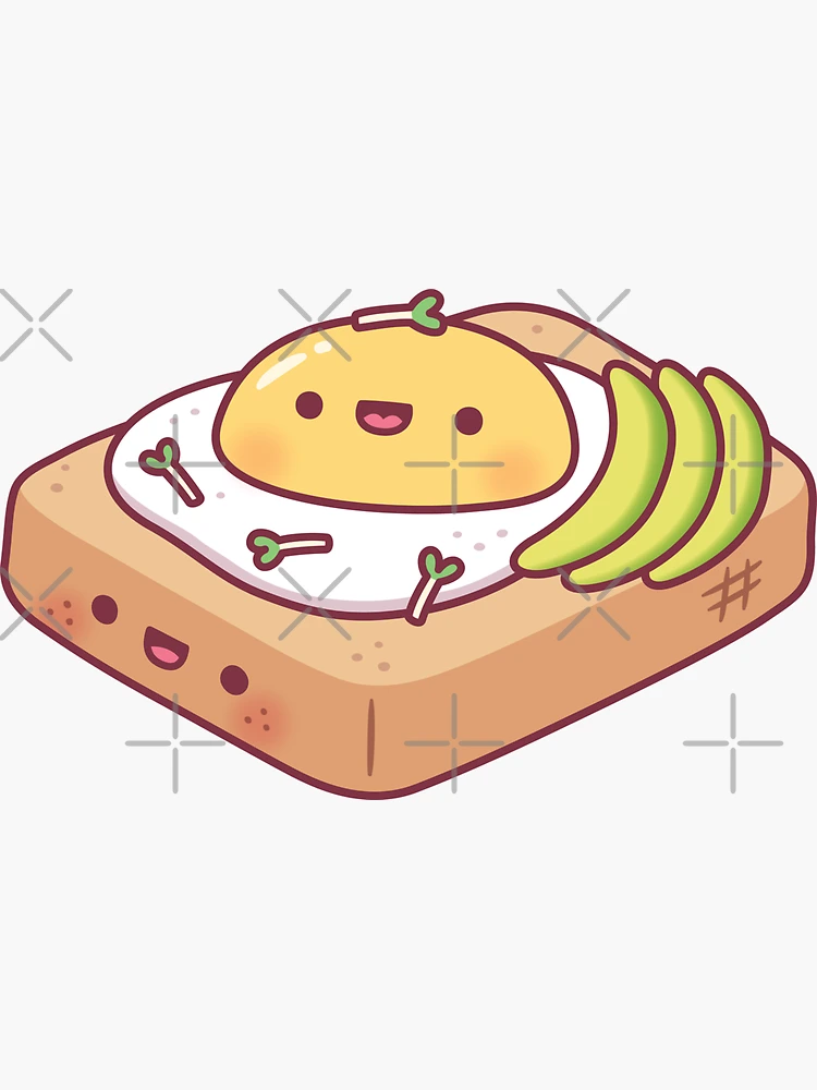 Cute funny toast and glasses, yummy Kawaii avocado' Sticker