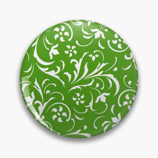 Item preview, White and green swirly floral damasks pattern designed and sold by GoDesign1.